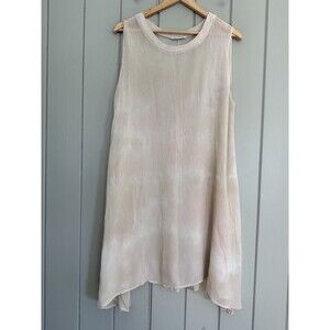 Lacausa Dress M Medium Sheer Swing Tank Pockets Viscose Cover Pink Tie Dye